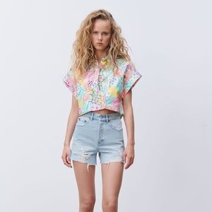 Cute summer print cropped shirt